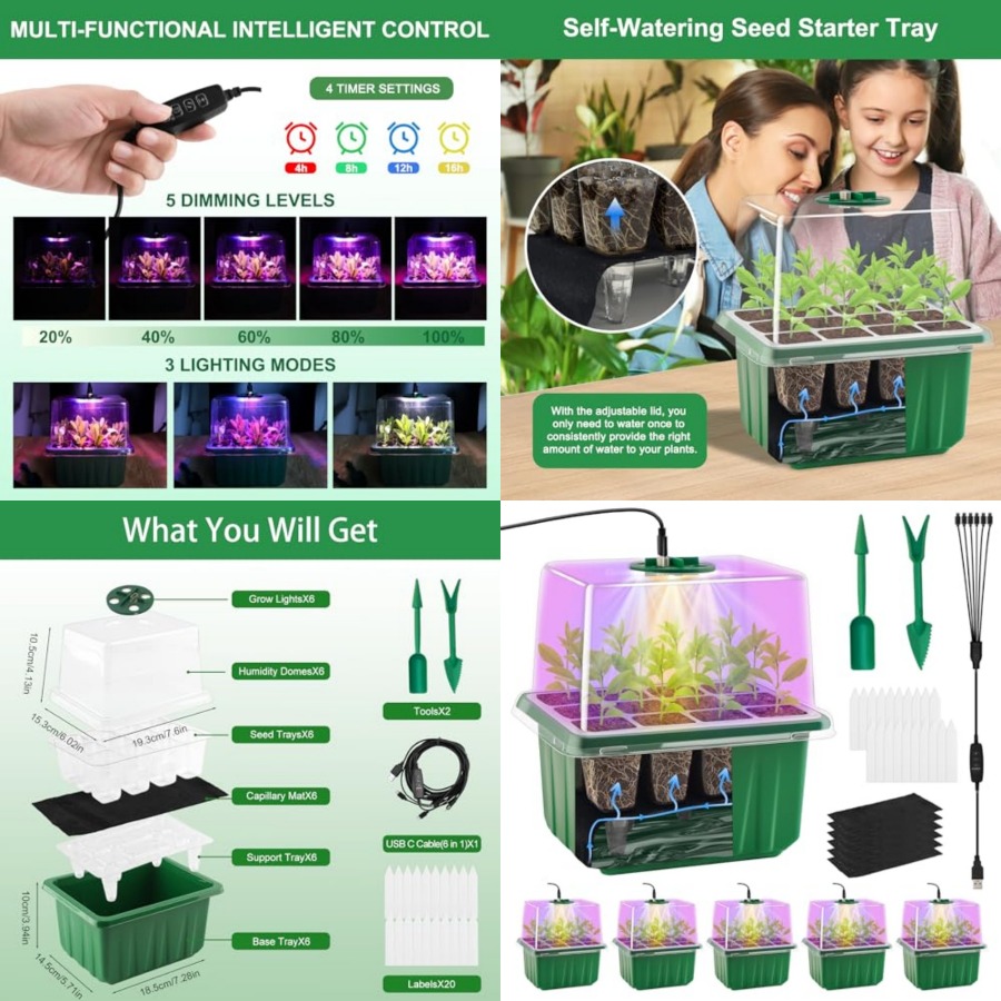Zaaitray met verlichting, 6-pa - Humidity Dome Kit recensie en prijs